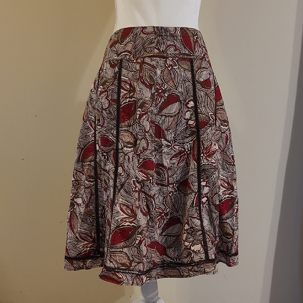 St. John's Bay Red and Cream A-Line Pleated Skirt